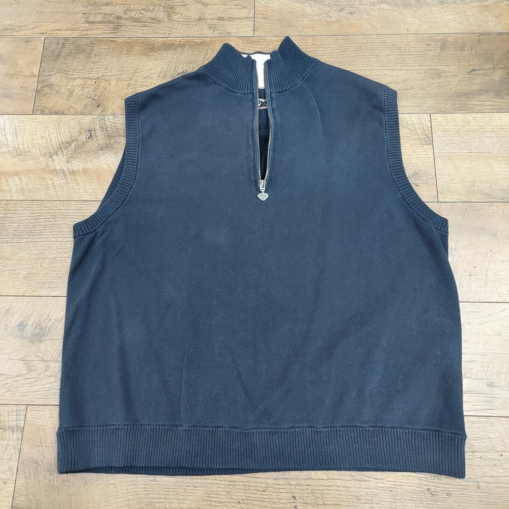 Callaway Golf Sport Vest Men's Size Large 1/4 Zip Pullover Navy Blue 100% Cotton